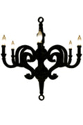 Resin Constructed Chandelier with Six Light Holders, Large, Black