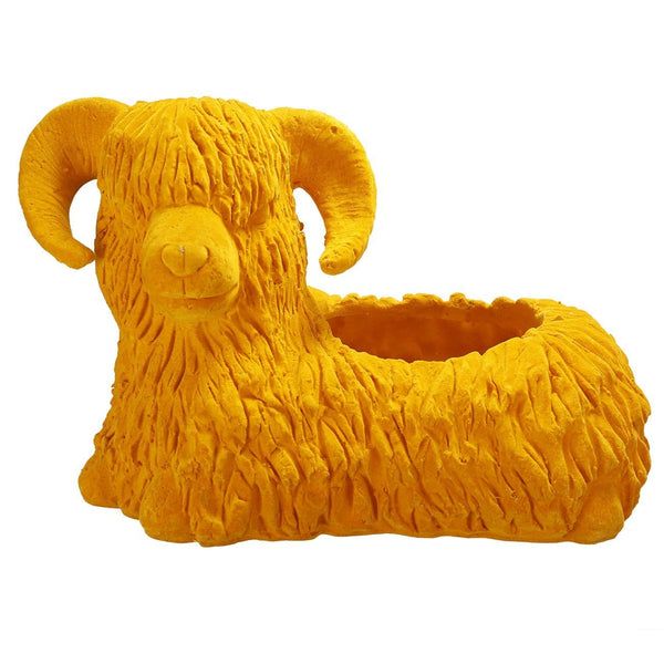 Resin Sheep Accent Dish , Yellow-Decorative Objects and Figurines-Yellow-Resin-JadeMoghul Inc.
