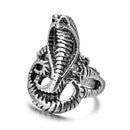 Retro Punk Snake Ring for Men Women Exaggerated Antique Siver Color Opening Adjustable Rings Anillo Hombre Bijoux AExp