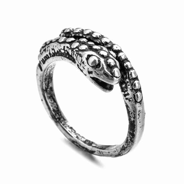 Retro Punk Snake Ring for Men Women Exaggerated Antique Siver Color Opening Adjustable Rings Anillo Hombre Bijoux AExp