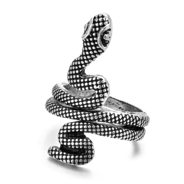 Retro Punk Snake Ring for Men Women Exaggerated Antique Siver Color Opening Adjustable Rings Anillo Hombre Bijoux AExp