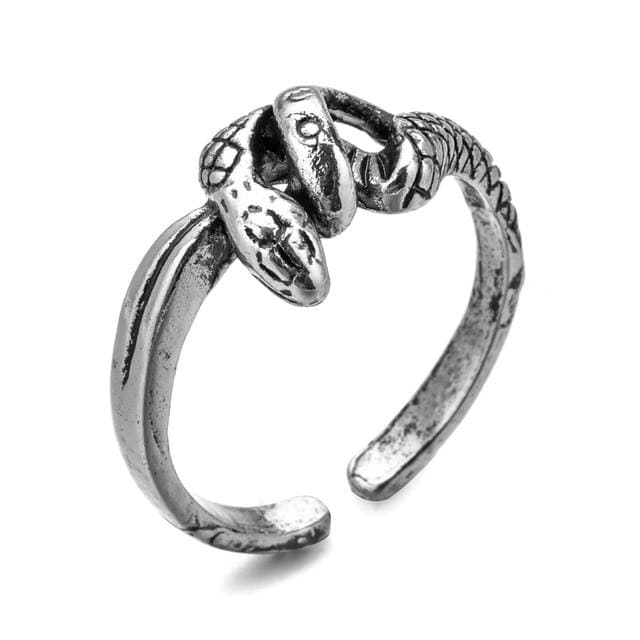 Retro Punk Snake Ring for Men Women Exaggerated Antique Siver Color Opening Adjustable Rings Anillo Hombre Bijoux AExp