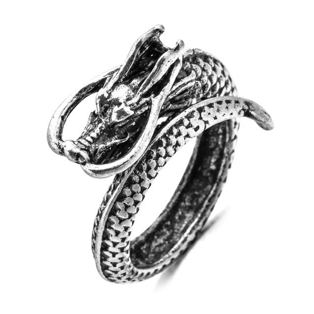 Retro Punk Snake Ring for Men Women Exaggerated Antique Siver Color Opening Adjustable Rings Anillo Hombre Bijoux AExp