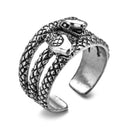 Retro Punk Snake Ring for Men Women Exaggerated Antique Siver Color Opening Adjustable Rings Anillo Hombre Bijoux AExp