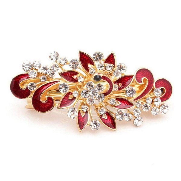 Rhine Stone Crystal And Enamel Hair Brooch AExp