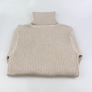 Ribbed Turtleneck Warm Sweater-Khaki-One Size-JadeMoghul Inc.