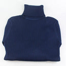 Ribbed Turtleneck Warm Sweater-Navy Blue-One Size-JadeMoghul Inc.