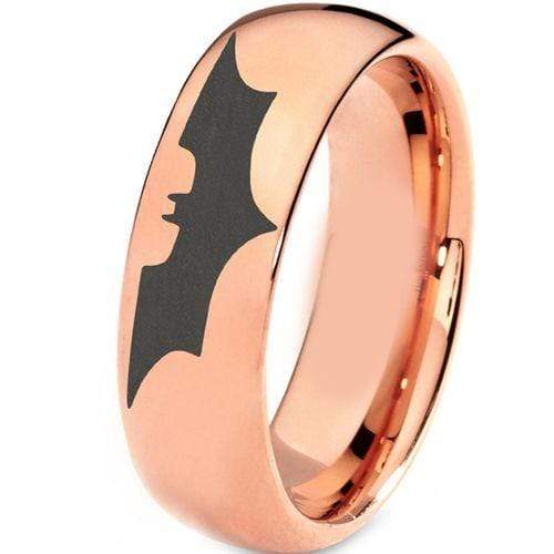 Rings And Bands Batman Ring Pink Tungsten Carbide Batman Dome Court Ring Titanium