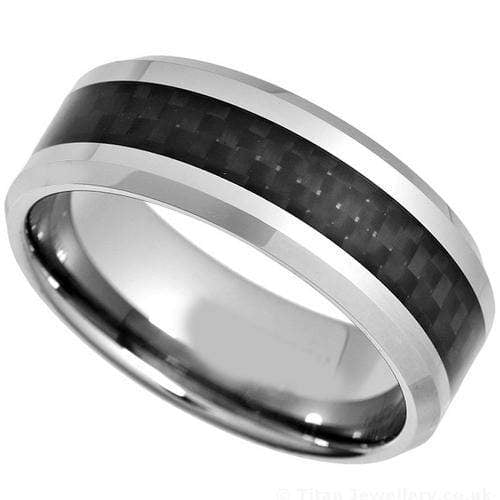 Rings And Bands Black Band Ring White Tungsten Carbide Ring With Black Carbon Fiber Titanium