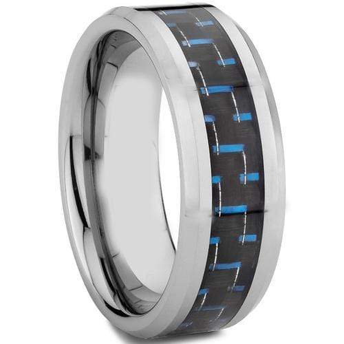 Rings And Bands Black Band Ring White Tungsten Carbide Ring With Black Green Carbon Fiber Titanium