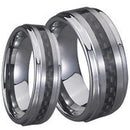 Rings And Bands Black Band Ring White Tungsten Carbide Step Ring With Black Carbon Fiber Titanium