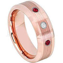 Rings And Bands Black Diamond Ring Pink Rose Tungsten Carbide With Red Ruby & Genuine Diamond Titanium