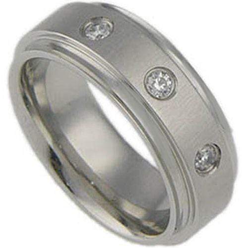 Rings And Bands Black Diamond Ring White Tungsten Carbide Step Ring With 0.12ct Genuine White Diamond Titanium