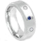 Rings And Bands Black Diamond Ring White Tungsten Carbide With 0.08ct Genuine White Diamond & Blue Sapphire Titanium
