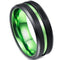 Rings And Bands Black Engagement Rings For Her Tungsten Carbide Black Green Center Groove Beveled Edge Ring Titanium