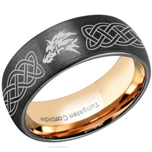 Rings And Bands Black Engagement Rings For Her Tungsten Carbide Black Pink Dome Court Wolf Irish Celtic Ring Titanium