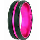 Rings And Bands Black Engagement Rings For Her Tungsten Carbide Black Purple Center Groove Ring Titanium