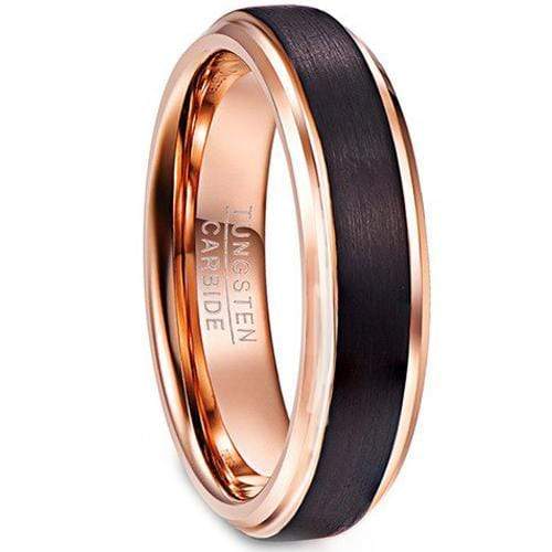 Rings And Bands Black Wedding Rings For Her Rose Pink Black Tungsten Carbide Step Ring Titanium