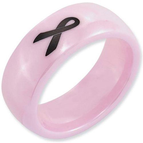 Rings And Bands Ceramic Rings Pink Ceramic Dome Court Breast Cancer Ring Titanium