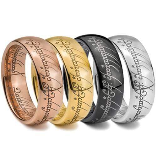 Rings And Bands Gold Band Ring Platinum White Black Rose Pink Gold Tone Tungsten Carbide Lord of the Ring Dome Titanium