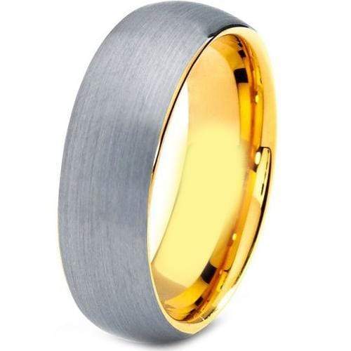 Rings And Bands Gold Band Ring Platinum White Gold Tone Tungsten Carbide Matt Satin Dome Ring Titanium