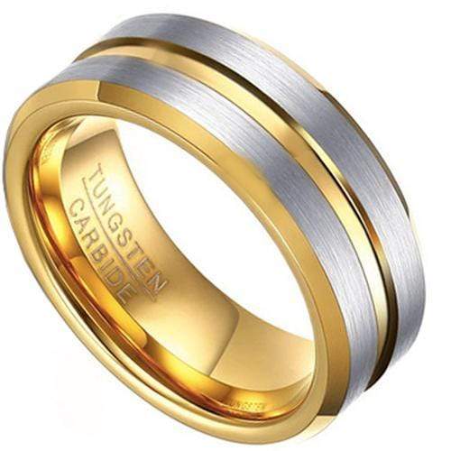 Rings And Bands Gold Ring For Men Silver Gold Tungsten Carbide Center Groove Ring Titanium