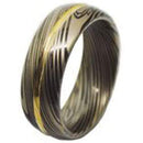 Rings And Bands Gold Ring For Women Tungsten Carbide Black Gold Tone Damascus Center Groove Dome Ring Titanium