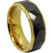 Rings And Bands Gold Ring For Women Tungsten Carbide Black Gold Tone Faceted Ring Titanium