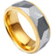 Rings And Bands Gold Ring For Women Tungsten Carbide Gold Tone Silver Faceted Step Ring Titanium