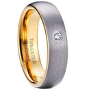 Rings And Bands Gold Ring For Women Tungsten Carbide Silver Gold Tone Dome Ring With Genuine Diamond Titanium