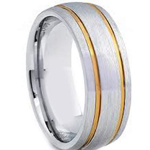 Rings And Bands Gold Wedding Rings Platinum White Gold Tone Tungsten Carbide Double Grooves Dome Ring Titanium