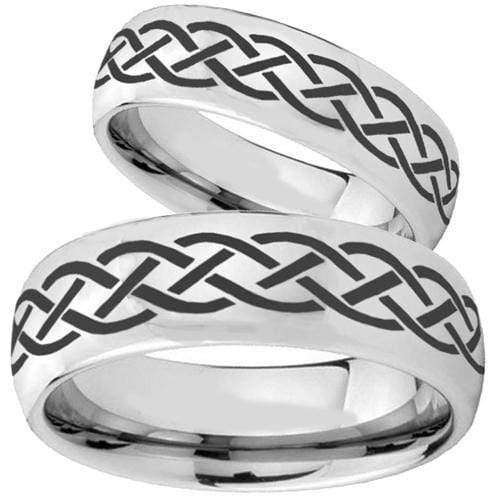 Rings And Bands Men's Platinum Band Rings Platinum White Tungsten Carbide Celtic Polished Shiny Dome Ring Titanium