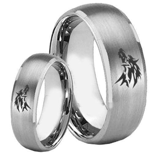 Rings And Bands Men's Platinum Band Rings Platinum White Tungsten Carbide Wolf  Dome Ring Titanium