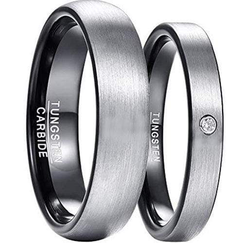 Rings And Bands Men's Platinum Band Rings White Black Tungsten Carbide Dome Court Matt Satin Ring With Cubic Zirconia Titanium