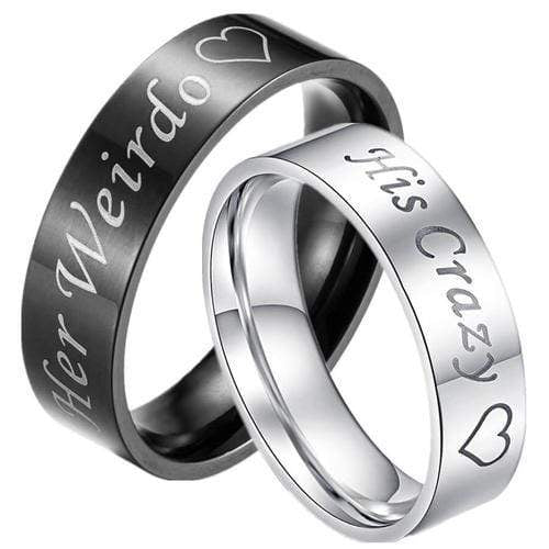 Rings And Bands Men's Platinum Band Rings White Black Tungsten Carbide His Crazy Her Weirdo Titanium