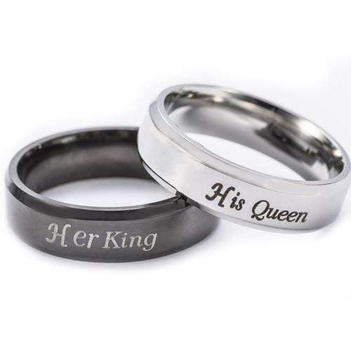 Rings And Bands Men's Platinum Band Rings White Black Tungsten Carbide His Queen Her King Titanium