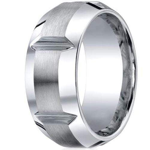 Rings And Bands Men's Platinum Wedding Rings Platinum White Tungsten Carbide Horizontal Grooves Ring Titanium