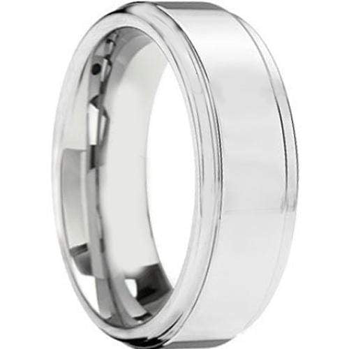 Rings And Bands Men's Platinum Wedding Rings Platinum White Tungsten Carbide Polished Shiny Step Ring Titanium