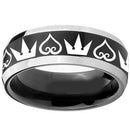 Rings And Bands Men's Silver Band Rings Tungsten Carbide Black Silver Kingdom and Hearts Ring Titanium