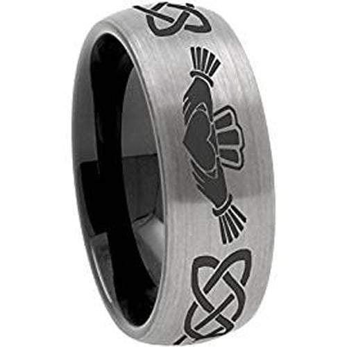 Rings And Bands Men's Silver Band Rings Tungsten Carbide Black Silver Mo Anam Cara Irish Celtic Dome Ring Titanium