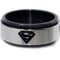 Rings And Bands Men's Silver Band Rings Tungsten Carbide Black Silver Superman Step Ring Titanium
