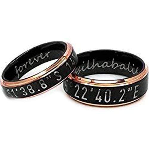 Rings And Bands Men's Tungsten Rings Tungsten Carbide Black Rose Pink Step Edges Coordinate Ring Titanium