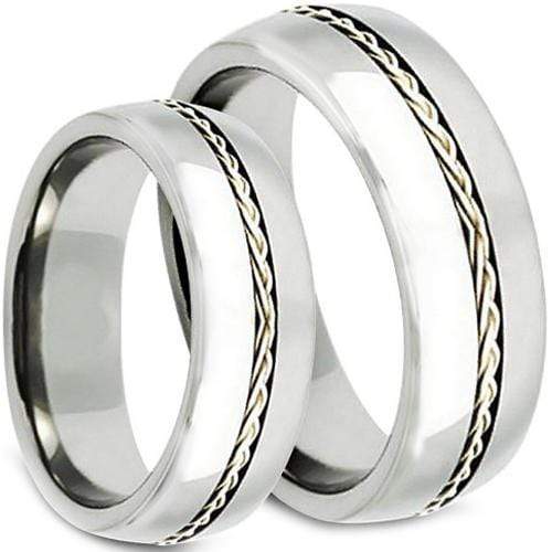 Rings And Bands Men's Tungsten Wedding Rings White Tungsten Carbide Cable Wire Dome Ring Titanium