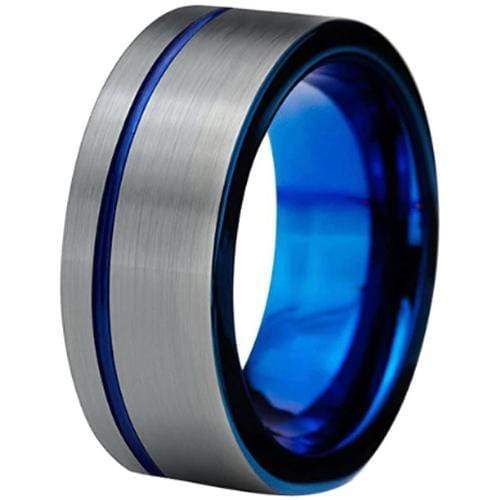 Rings And Bands Platinum Engagement Rings Platinum White Blue Tungsten Carbide Offset Groove Flat Ring Titanium