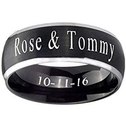 Rings And Bands Platinum Rings For Women Platinum White Black Tungsten Carbide With Custom Name Engraving Titanium
