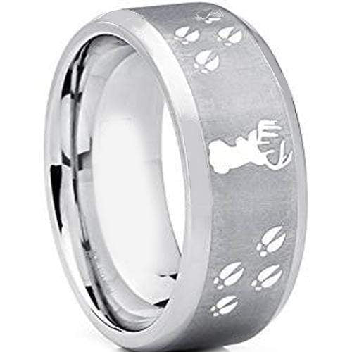 Rings And Bands Platinum Rings For Women Platinum White Tungsten Carbide Deer Head Deer Track Ring Titanium