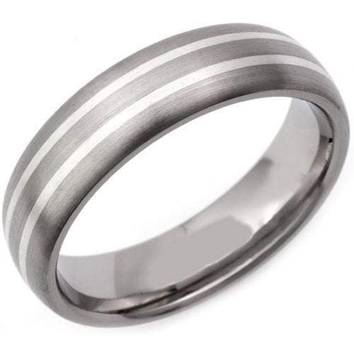 Rings And Bands Platinum Rings For Women Platinum White Tungsten Carbide Double Lines Dome Ring Titanium
