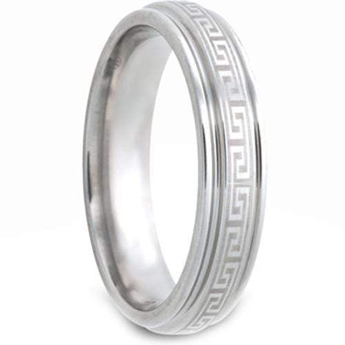 Rings And Bands Platinum Rings For Women Platinum White Tungsten Carbide Greek Key Step Ring Titanium