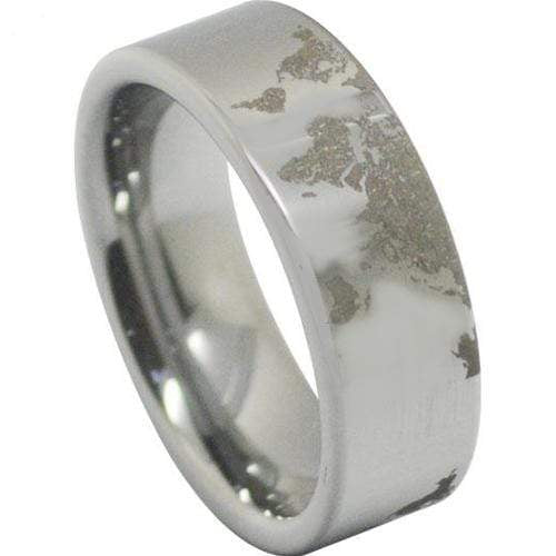 Rings And Bands Platinum Rings For Women Platinum White Tungsten Carbide Map Flat Ring Titanium