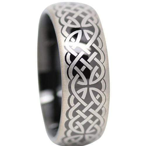 Rings And Bands Platinum Rings White Black Tungsten Carbide Celtic Dome Ring Titanium